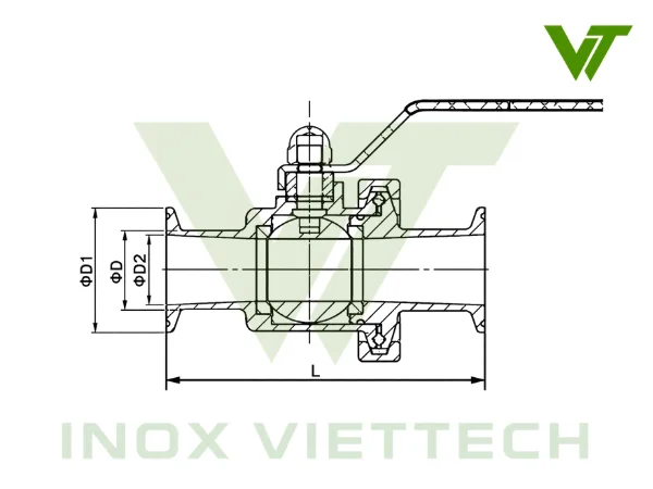 Van Bi Vi Sinh Clamp Tay Gạt Bản vẽ kỹ thuật van bi vi sinh clamp tay gạt