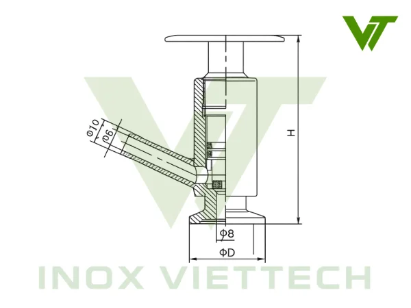 Bản vẽ kỹ thuật van lấy mẫu clamp inox vi sinh