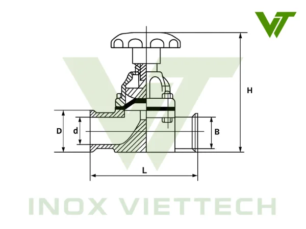 Van Màng Kép Vi Sinh Inox Bản vẽ kỹ thuật van màng kép vi sinh