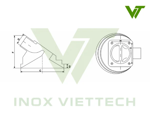 Van Màng Kép Vi Sinh Inox Bản vẽ kỹ thuật van màng kép xả đáy