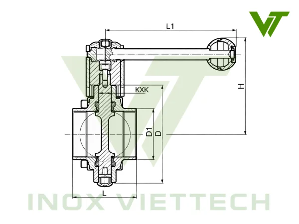 Van Bướm Hàn Inox Vi Sinh Bản vẽ kỹ thuật van bướm hàn inox vi sinh