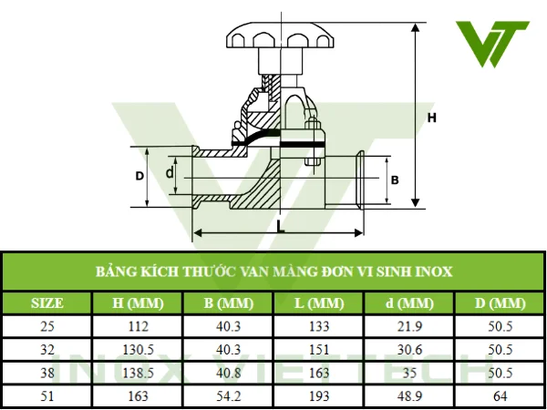 Van Màng Đơn Vi Sinh inox Van Màng Đơn Vi Sinh inox - Ảnh 2